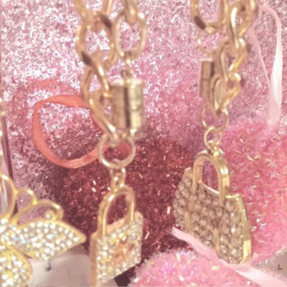 Gold Bracelet With Crystal Embellished Charm